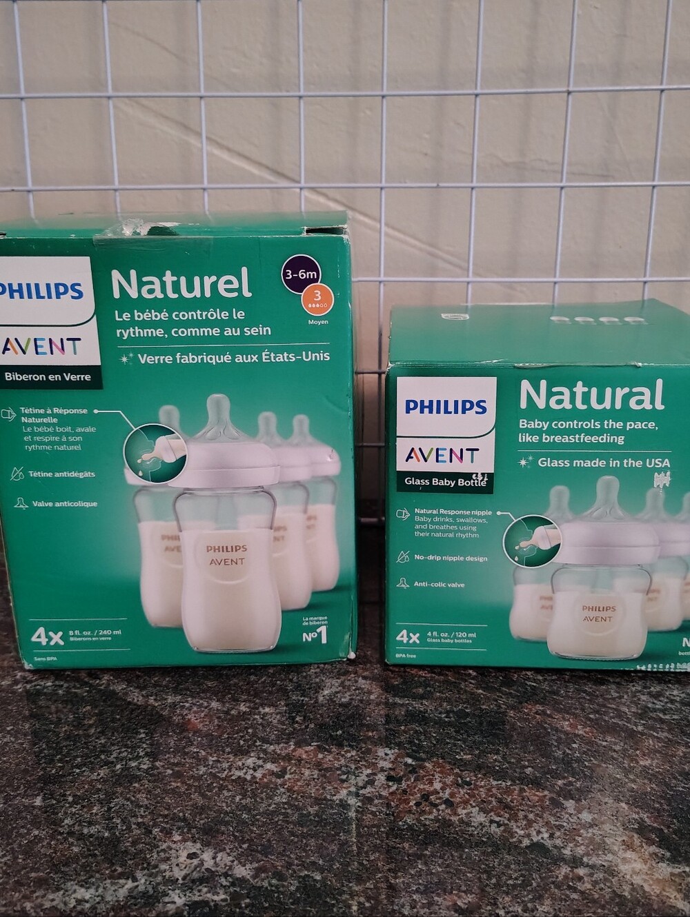 Philips Avent Naturel Glass Baby Bottles.